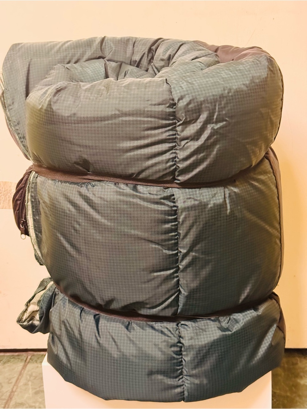 Green Plaid Lined Sleeping Bag